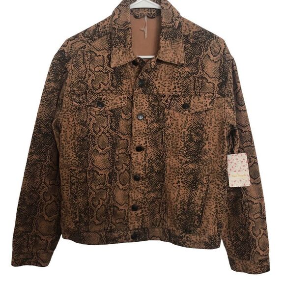 Free People Snake Print Trucker Jacket Size XS - Picture 4 of 4